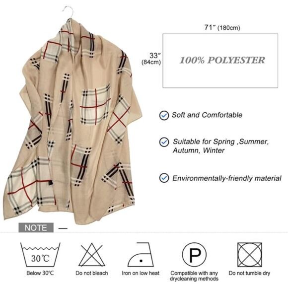 Women's Scarves Light Soft Fashion Khaki - Picture 5 of 6